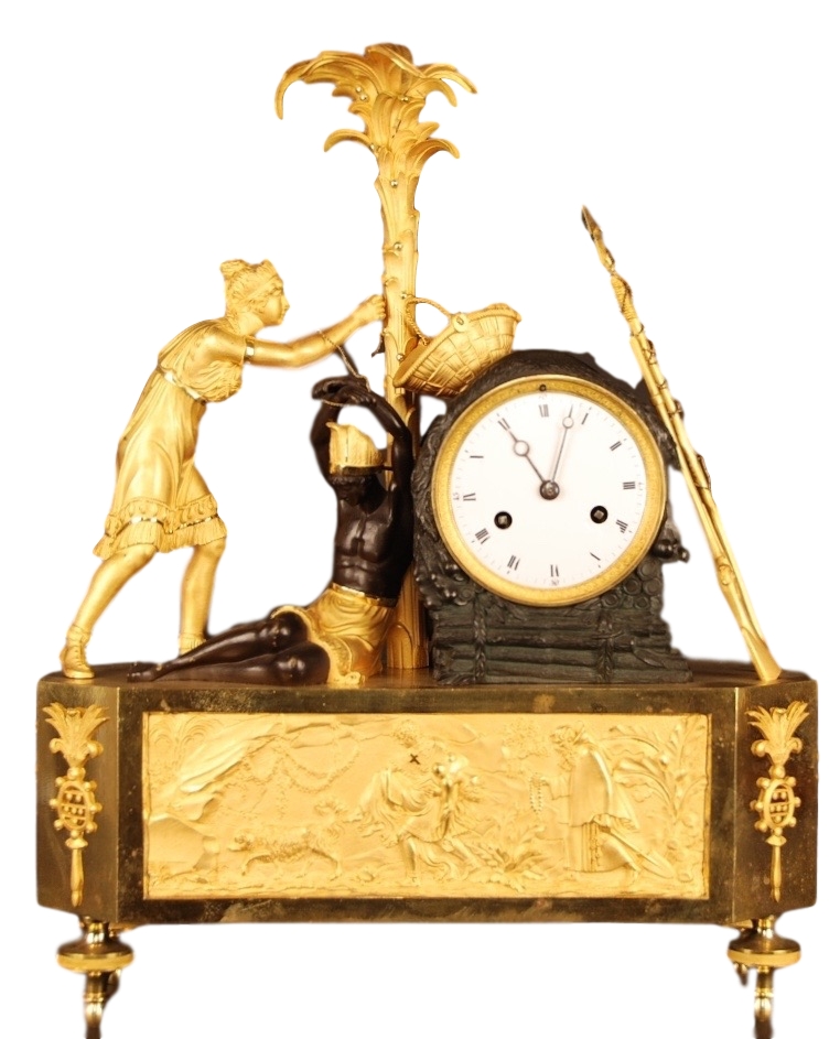 Pendule au bon sauvage ‘Atala liberating Chactas’ France-Paris, date circa 1820